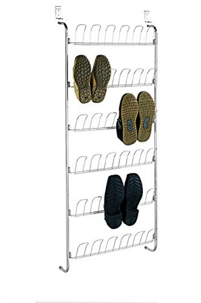 Suport incaltaminte cu montare pe usa Wenko Rack, 18 perechi, 59 x 151 cm, metal cromat/polivinilclorid, argintiu - imagine 5